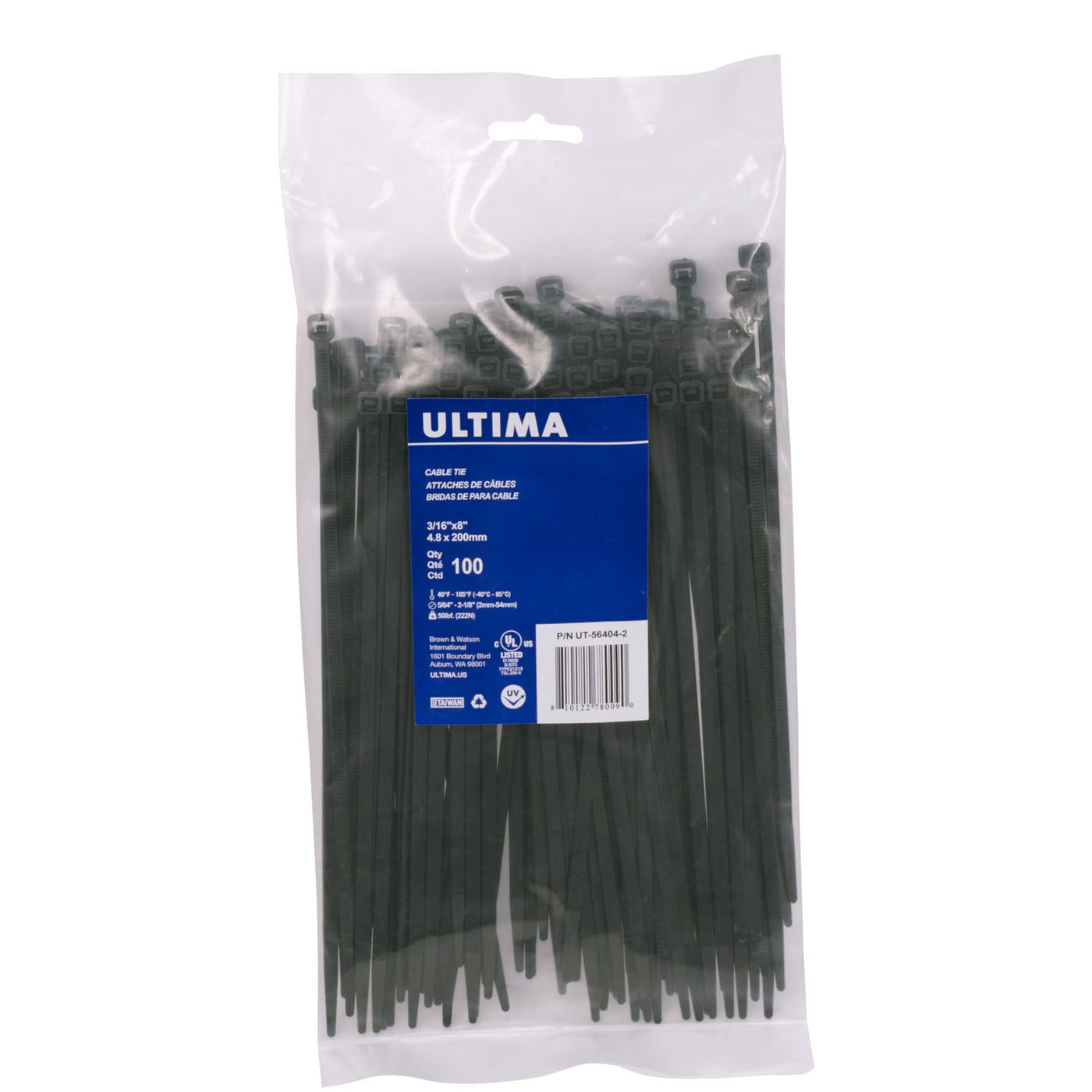 8" x 3/16" Standard Duty Cable Ties