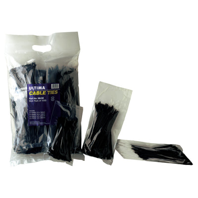 Cable Tie Bulk Pack, 1000 Piece Assorted